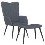 vidaXL Scaun de relaxare cu taburet, gri închis, catifea vidaXL Scaun de relaxare cu taburet, gri închis, catifea