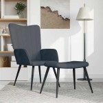 vidaXL Scaun de relaxare cu taburet, gri închis, catifea vidaXL Scaun de relaxare cu taburet, gri închis, catifea