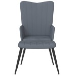 vidaXL Scaun de relaxare cu taburet, gri închis, catifea vidaXL Scaun de relaxare cu taburet, gri închis, catifea