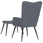 vidaXL Scaun de relaxare cu taburet, gri închis, catifea vidaXL Scaun de relaxare cu taburet, gri închis, catifea