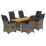 vidaXL Set bistro de grădină cu perne, 7 piese, gri, poliratan vidaXL Set bistro de grădină cu perne, 7 piese, gri, poliratan