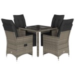 vidaXL Set bistro de grădină cu perne, 5 piese, gri, poliratan vidaXL Set bistro de grădină cu perne, 5 piese, gri, poliratan