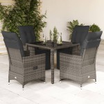 vidaXL Set bistro de grădină cu perne, 5 piese, gri, poliratan vidaXL Set bistro de grădină cu perne, 5 piese, gri, poliratan