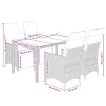 vidaXL Set bistro de grădină cu perne, 5 piese, gri, poliratan vidaXL Set bistro de grădină cu perne, 5 piese, gri, poliratan