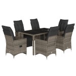 vidaXL Set bistro de grădină cu perne, 7 piese, gri, poliratan vidaXL Set bistro de grădină cu perne, 7 piese, gri, poliratan