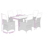 vidaXL Set bistro de grădină cu perne, 7 piese, gri, poliratan vidaXL Set bistro de grădină cu perne, 7 piese, gri, poliratan
