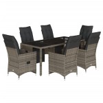 vidaXL Set bistro de grădină cu perne, 7 piese, gri, poliratan vidaXL Set bistro de grădină cu perne, 7 piese, gri, poliratan