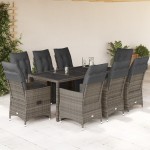 vidaXL Set bistro de grădină cu perne, 9 piese, gri, poliratan vidaXL Set bistro de grădină cu perne, 9 piese, gri, poliratan