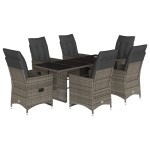 vidaXL Set bistro de grădină cu perne, 7 piese, gri, poliratan vidaXL Set bistro de grădină cu perne, 7 piese, gri, poliratan