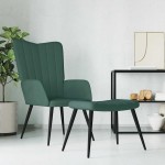 vidaXL Scaun de relaxare cu taburet, verde închis, catifea