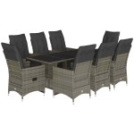 vidaXL Set bistro de grădină cu perne, 9 piese, gri, poliratan vidaXL Set bistro de grădină cu perne, 9 piese, gri, poliratan