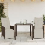 vidaXL Set bistro de grădină, 3 piese, cu perne, maro, poliratan vidaXL Set bistro de grădină, 3 piese, cu perne, maro, poliratan
