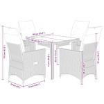 vidaXL Set bistro de grădină, 5 piese, cu perne, maro, poliratan vidaXL Set bistro de grădină, 5 piese, cu perne, maro, poliratan