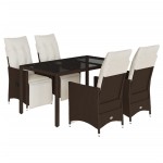 vidaXL Set bistro de grădină, 5 piese, cu perne, maro, poliratan vidaXL Set bistro de grădină, 5 piese, cu perne, maro, poliratan