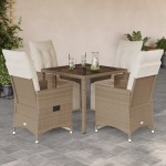 vidaXL Set bistro de grădină, 5 piese, cu perne, bej, poliratan vidaXL Set bistro de grădină, 5 piese, cu perne, bej, poliratan