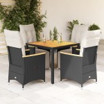vidaXL Set bistro de grădină cu perne, 5 piese, negru, poliratan vidaXL Set bistro de grădină cu perne, 5 piese, negru, poliratan