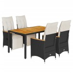 vidaXL Set bistro de grădină cu perne, 5 piese, negru, poliratan vidaXL Set bistro de grădină cu perne, 5 piese, negru, poliratan