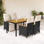 vidaXL Set bistro de grădină cu perne, 5 piese, negru, poliratan vidaXL Set bistro de grădină cu perne, 5 piese, negru, poliratan