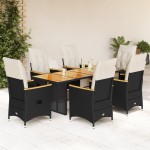 vidaXL Set bistro de grădină, 7 piese, cu perne, negru, poliratan vidaXL Set bistro de grădină, 7 piese, cu perne, negru, poliratan