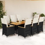 vidaXL Set bistro de grădină, 9 piese, cu perne, negru, poliratan vidaXL Set bistro de grădină, 9 piese, cu perne, negru, poliratan
