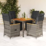 vidaXL Set bistro de grădină cu perne, 5 piese, gri, poliratan vidaXL Set bistro de grădină cu perne, 5 piese, gri, poliratan