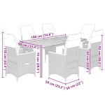 vidaXL Set bistro de grădină cu perne, 7 piese, gri, poliratan vidaXL Set bistro de grădină cu perne, 7 piese, gri, poliratan