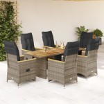 vidaXL Set bistro de grădină cu perne, 7 piese, gri, poliratan vidaXL Set bistro de grădină cu perne, 7 piese, gri, poliratan