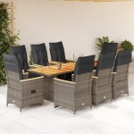 vidaXL Set bistro de grădină cu perne, 9 piese, gri, poliratan vidaXL Set bistro de grădină cu perne, 9 piese, gri, poliratan