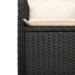 vidaXL Set bistro de grădină cu perne, 3 piese, negru, poliratan vidaXL Set bistro de grădină cu perne, 3 piese, negru, poliratan