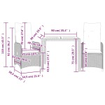 vidaXL Set bistro de grădină cu perne, 3 piese, negru, poliratan vidaXL Set bistro de grădină cu perne, 3 piese, negru, poliratan