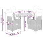 vidaXL Set bistro de grădină cu perne, 5 piese, negru, poliratan vidaXL Set bistro de grădină cu perne, 5 piese, negru, poliratan