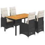 vidaXL Set bistro de grădină cu perne, 5 piese, negru, poliratan vidaXL Set bistro de grădină cu perne, 5 piese, negru, poliratan