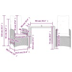 vidaXL Set bistro de grădină cu perne, 3 piese, negru, poliratan vidaXL Set bistro de grădină cu perne, 3 piese, negru, poliratan