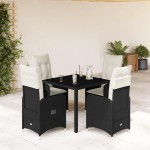 vidaXL Set bistro de grădină cu perne, 5 piese, negru, poliratan vidaXL Set bistro de grădină cu perne, 5 piese, negru, poliratan