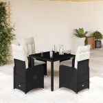 vidaXL Set bistro de grădină cu perne, 5 piese, negru, poliratan vidaXL Set bistro de grădină cu perne, 5 piese, negru, poliratan