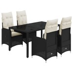 vidaXL Set bistro de grădină cu perne, 5 piese, negru, poliratan vidaXL Set bistro de grădină cu perne, 5 piese, negru, poliratan
