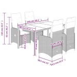 vidaXL Set bistro de grădină cu perne, 5 piese, negru, poliratan vidaXL Set bistro de grădină cu perne, 5 piese, negru, poliratan