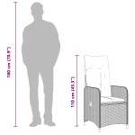 vidaXL Set bistro de grădină, 7 piese, cu perne, negru, poliratan