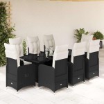 vidaXL Set bistro de grădină, 9 piese, cu perne, negru, poliratan vidaXL Set bistro de grădină, 9 piese, cu perne, negru, poliratan