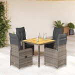 vidaXL Set bistro de grădină cu perne, 5 piese, gri, poliratan vidaXL Set bistro de grădină cu perne, 5 piese, gri, poliratan