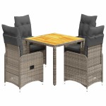 vidaXL Set bistro de grădină cu perne, 5 piese, gri, poliratan vidaXL Set bistro de grădină cu perne, 5 piese, gri, poliratan