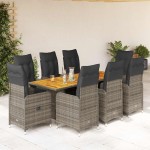 vidaXL Set bistro de grădină cu perne, 9 piese, gri, poliratan vidaXL Set bistro de grădină cu perne, 9 piese, gri, poliratan
