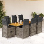 vidaXL Set bistro de grădină cu perne, 9 piese, gri, poliratan vidaXL Set bistro de grădină cu perne, 9 piese, gri, poliratan