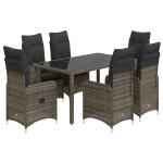 vidaXL Set bistro de grădină cu perne, 7 piese, gri, poliratan vidaXL Set bistro de grădină cu perne, 7 piese, gri, poliratan