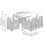 vidaXL Set bistro de grădină cu perne, 7 piese, gri, poliratan vidaXL Set bistro de grădină cu perne, 7 piese, gri, poliratan