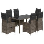 vidaXL Set bistro de grădină cu perne, 5 piese, gri, poliratan vidaXL Set bistro de grădină cu perne, 5 piese, gri, poliratan