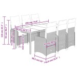 vidaXL Set bistro de grădină cu perne, 7 piese, gri, poliratan vidaXL Set bistro de grădină cu perne, 7 piese, gri, poliratan