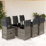 vidaXL Set bistro de grădină cu perne, 9 piese, gri, poliratan vidaXL Set bistro de grădină cu perne, 9 piese, gri, poliratan