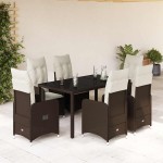 vidaXL Set bistro de grădină cu perne, 7 piese, maro, poliratan vidaXL Set bistro de grădină cu perne, 7 piese, maro, poliratan