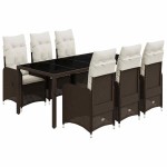 vidaXL Set bistro de grădină cu perne, 7 piese, maro, poliratan vidaXL Set bistro de grădină cu perne, 7 piese, maro, poliratan